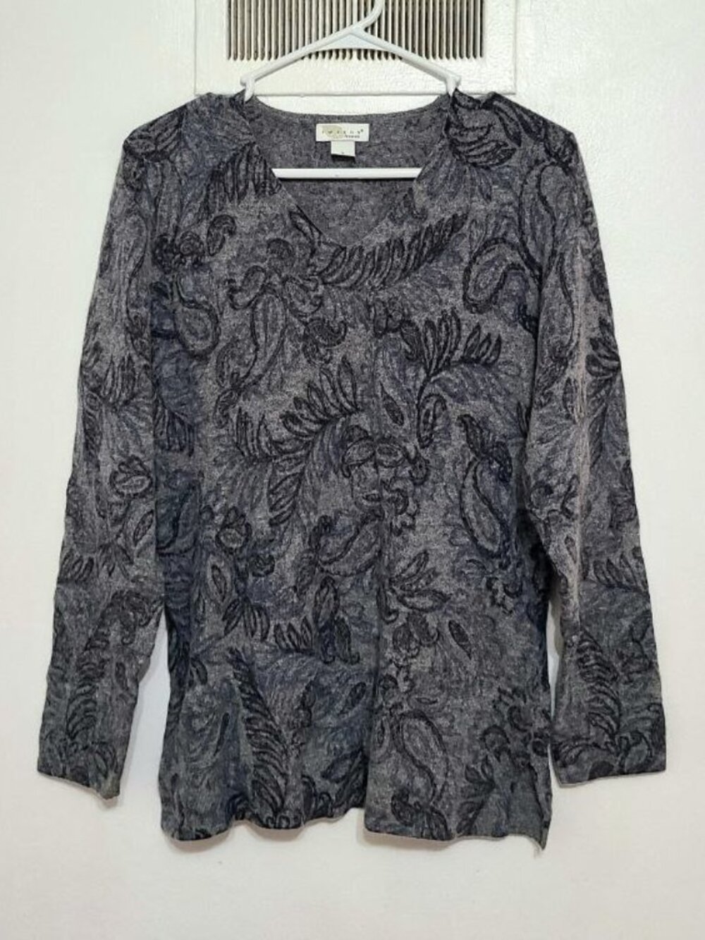 Floral Wool‑Angora Sweater